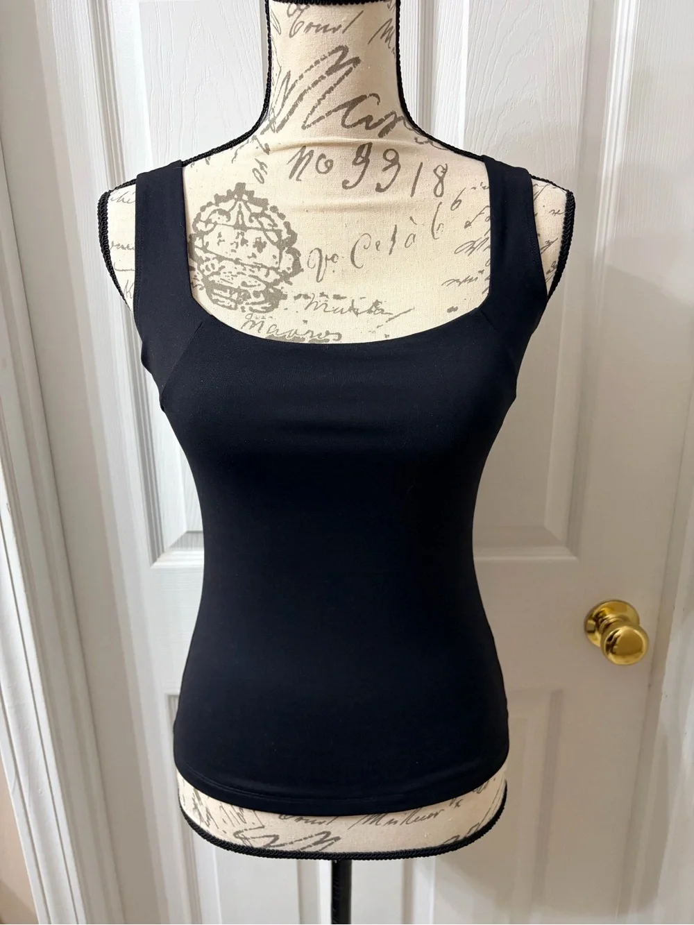 Free People Intimately Square Neck Wide Strap Basic Black Tank Top Size Small